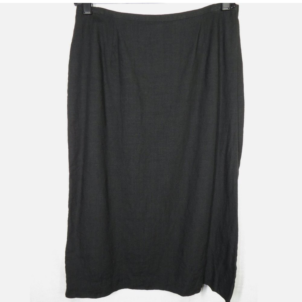 Preston & York Women's Wrap Skirt Black Linen Blend Midi Size 6